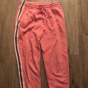 Aritzia pink sweatpants racer stripe